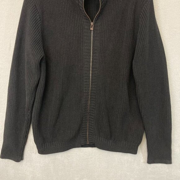 Carbon 2 Cobalt Zip Up Sweater Mens Size XL Black Jacket Ribbed Knit Heavyweight - Picture 9 of 14